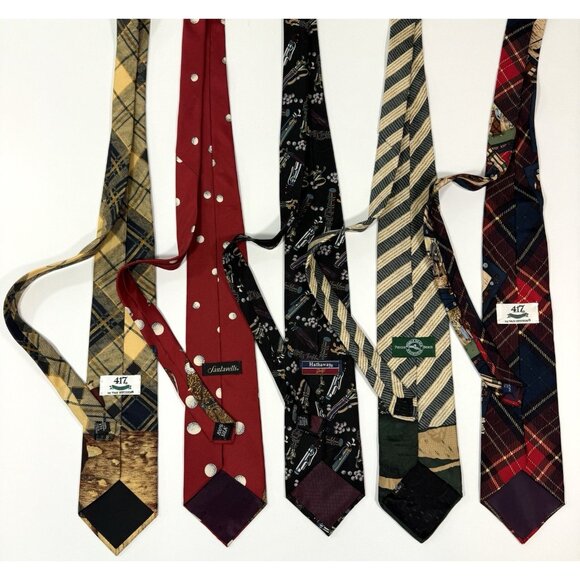 Vintage Silk Neckties Mens Golf Theme Variety Brands Patterns Prints Lot Of 5 - Picture 6 of 11